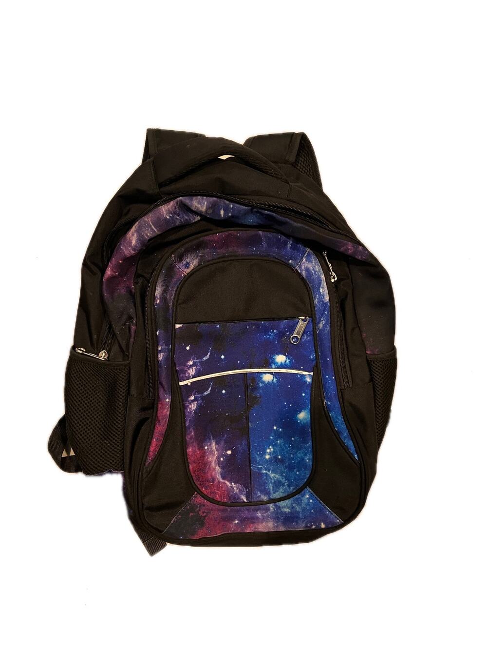 No Label School Backpack Black w Space Print 24L